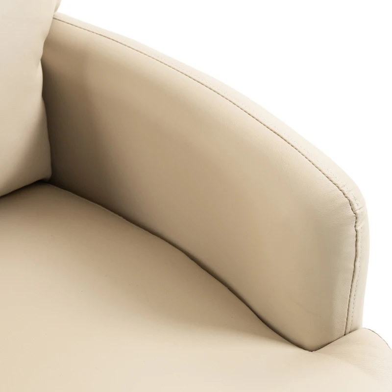 HOMCOM 360° Swivel Accent Chair, Modern Armchair with Thick Cushion, PU Leather Upholstered, Cream White
