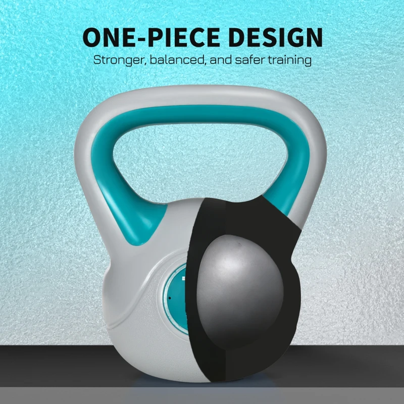 SPORTNOW Kettlebell, 10kg Kettle Bells with Handle for Home Gym Weight Lifting and Strength Training, Light Blue and Grey