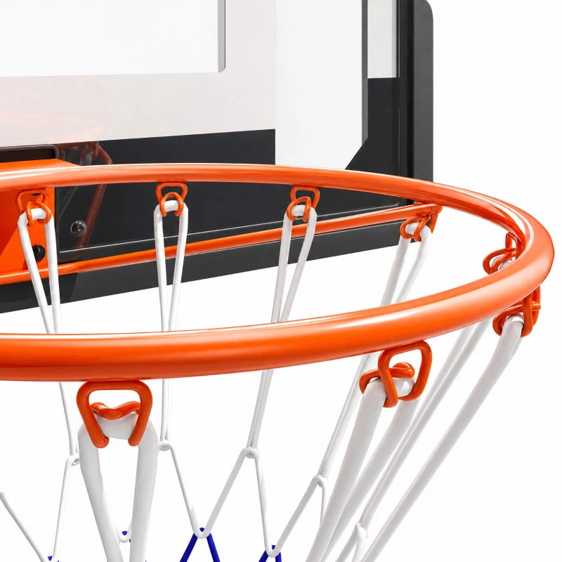 SPORTNOW Panier de Basket Mural ou sur Porte Arceau en Acier Ø40 cm Filet en Nylon Panneau en PE pour Intérieur Noir