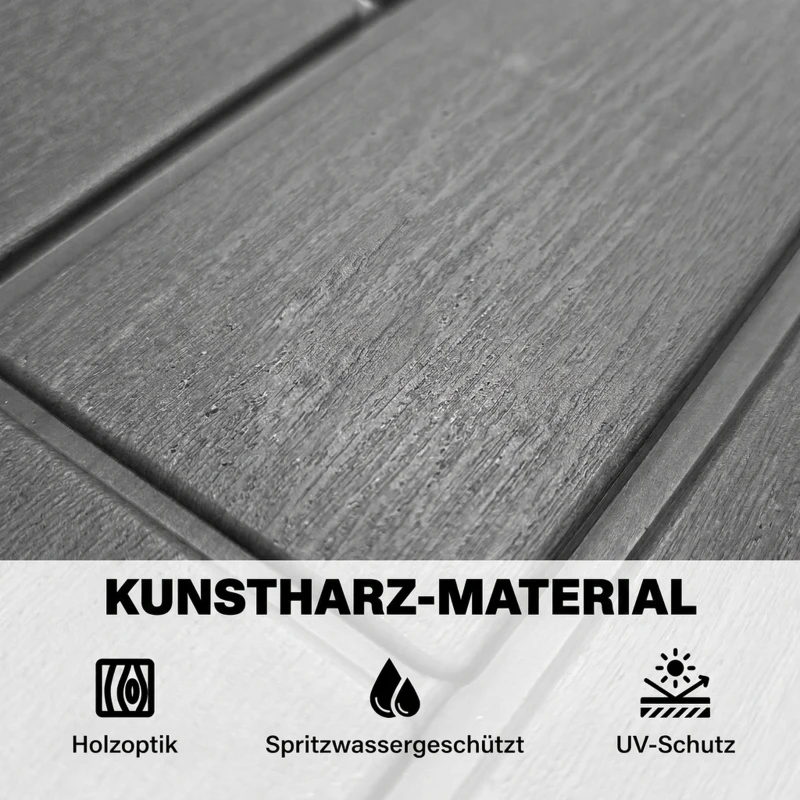 Outsunny Gartenbox 379 Liter Wasserdicht Abschließbar UV-beständig Auflagenbox mit Holzoptik für Garten 122,5x56x62cm Grau