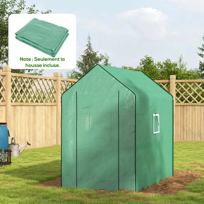 Outsunny Bâche de remplacement pour serre de jardin 140 x 213 x 190 cm avec fenêtre, porte anti-UV pour le jardin - Vert