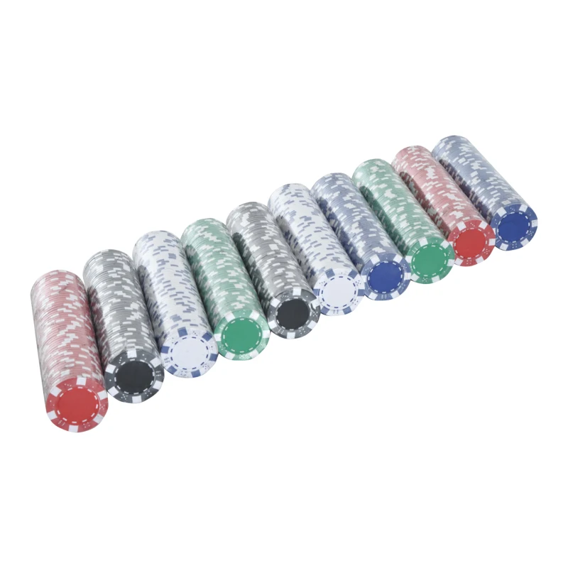 HOMCOM Mallette de Poker Coffret de Poker Complet avec 500 jetons 2 Jeux de Cartes + 5 dés Bouton Dealer 2 clés alu.