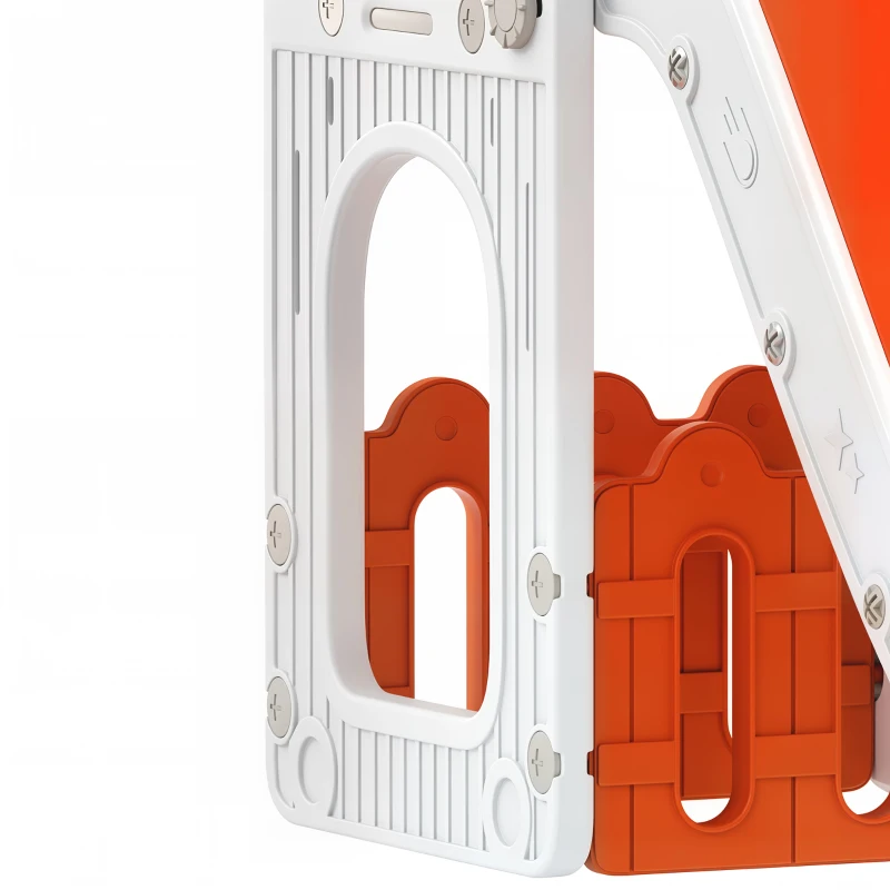 AIYAPLAY 5 in 1 Kids Slide Set with Basketball Hoop, Climbing Frame, Telescope, Storage Box for Toddlers Ages 1-3, Orange