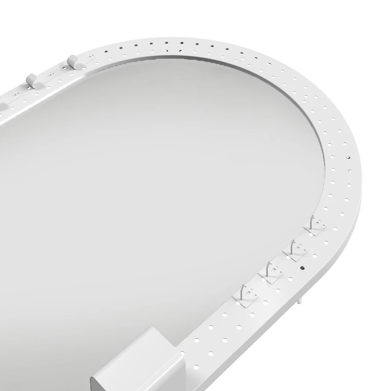 HOMCOM Oval Wall Mirror, 60 x 90 cm Decorative Hanging Mirror with Pegboard Frame, Wall-Mounted, White