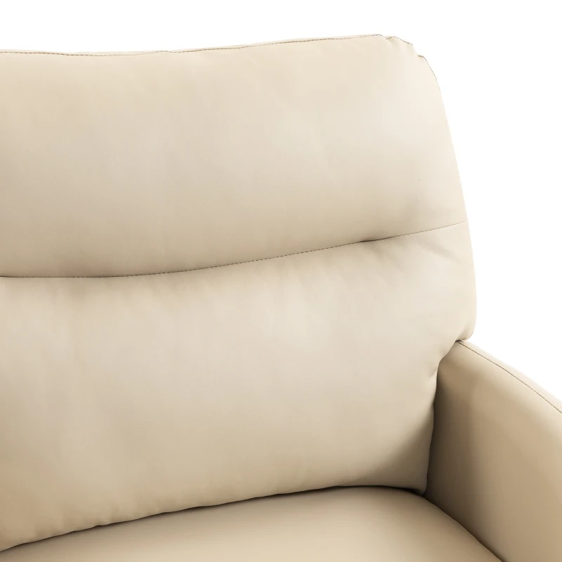 HOMCOM 360° Swivel Accent Chair, Modern Armchair with Thick Cushion, PU Leather Upholstered, Cream White