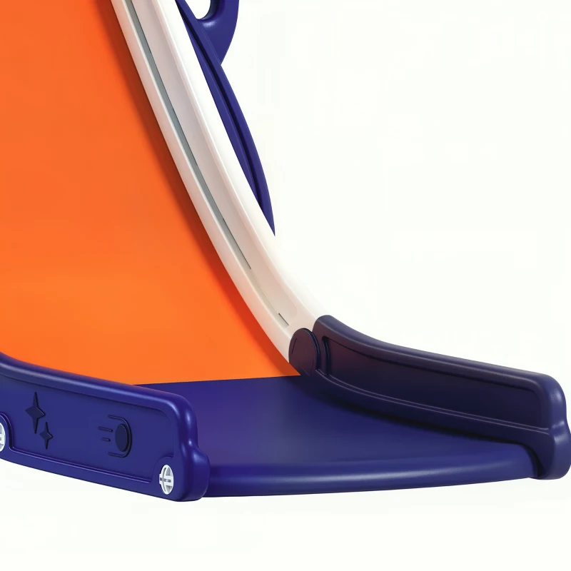 AIYAPLAY 5 in 1 Kids Slide Set with Basketball Hoop, Climbing Frame, Telescope, Storage Box for Toddlers Ages 1-3, Orange