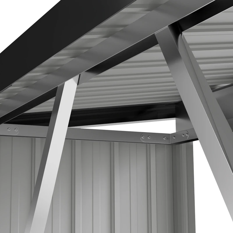 Outsunny Abri-bûches couvert support pour bois de chauffage plancher surélevé toit incliné, acier galvanisé 150x66,5x150cm gris