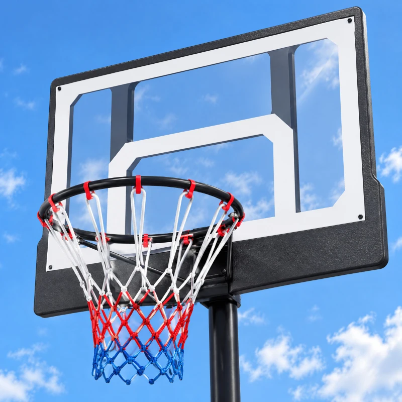 SPORTNOW Cesto de Basquetebol Infantil com Suporte Ajustável 108-213 cm com Rodas Preto