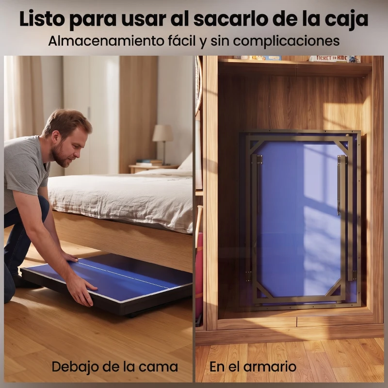 HOMCOM Mesa de Ping-Pong Plegable con Red y Marco de Acero para Interior 182x91x76 cm Azul