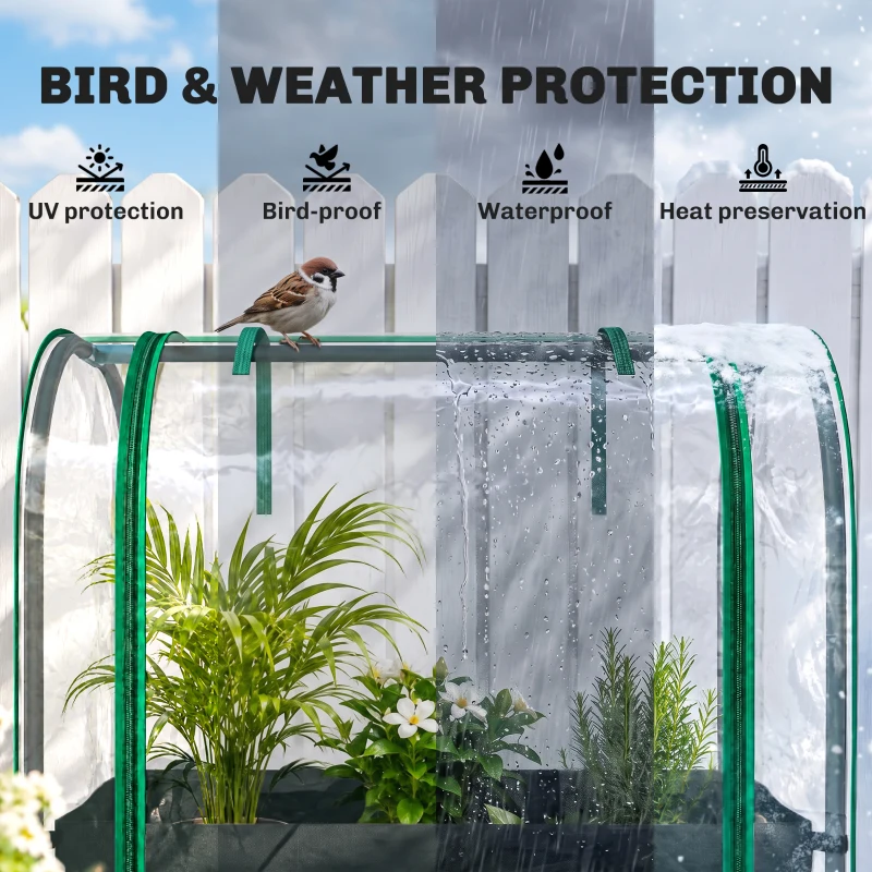 Outsunny Mini Serre avec Sac de Plantation, Serre Portable avec porte enroulable, 68 x 50 x 70 cm, Vert Foncé