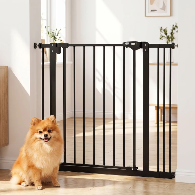 PawHut Adjustable Safety Gate w/ One Extensions, Four Adjustable Screws, Black
