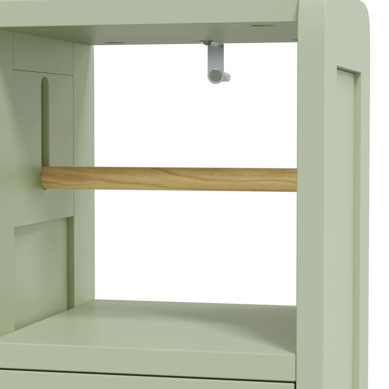 HOMCOM Small Bathroom Storage Cabinet with Toilet Roll Holder - Light Green