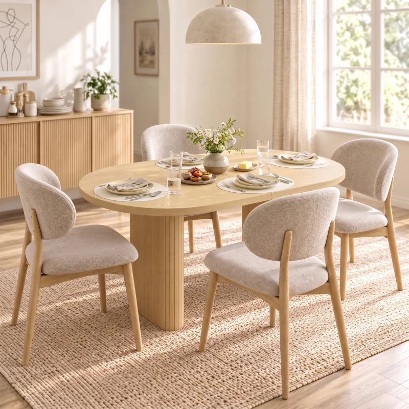 HOMCOM Mesa de Jantar Oval Rústica para 4 Pessoas com Tampo Grosso e Pés Tipo Tambor, 120x60x76 cm, Carvalho