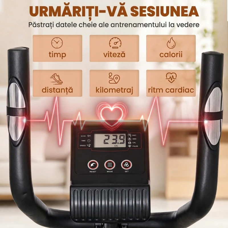 HOMCOM bicicleta magnetica, cu monitor LCD si 8 niveluri
