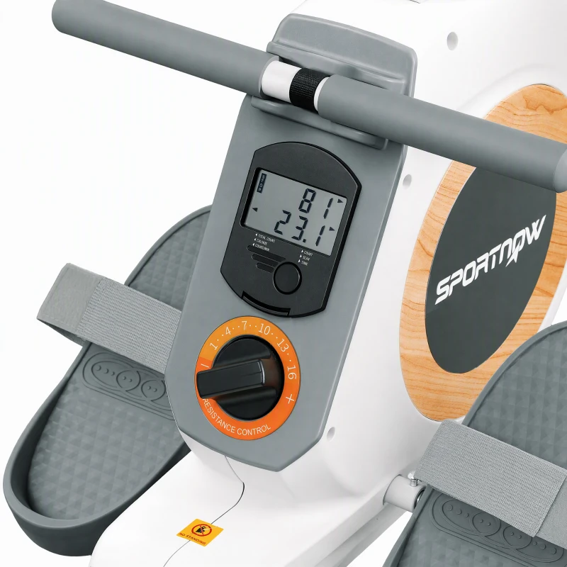 SPORTNOW Rameur magnétique 16 niveaux avec écran LCD et support de téléphone, rangement vertical, pour l'entraînement à domicile