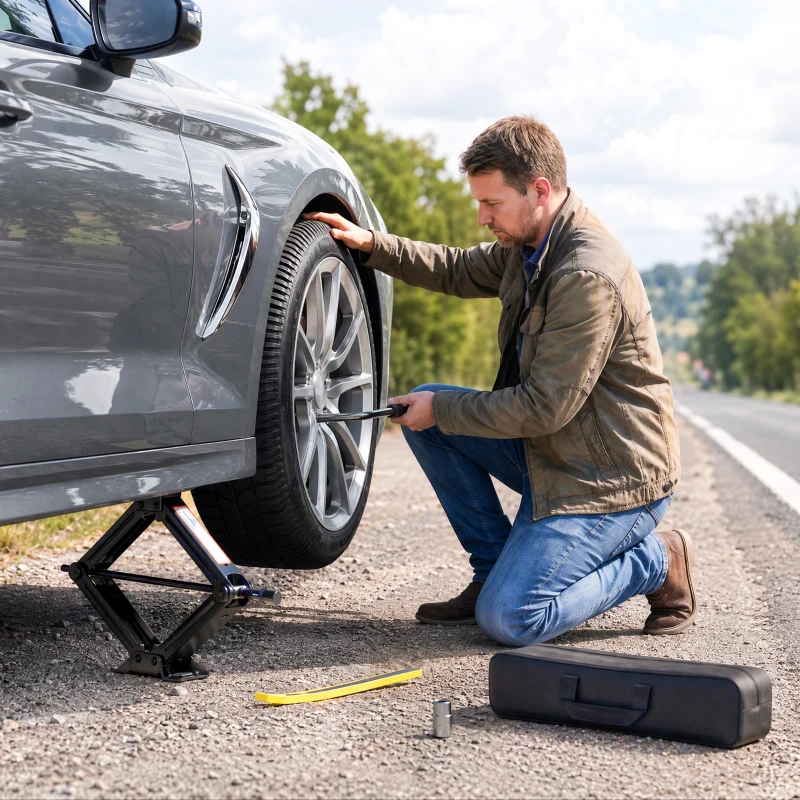 HOMCOM Macaco Hidráulico para Carro 2,5T com Elevação 100-410 mm, Chave de Roquete e Bolsa, para Automóvel e SUV, Preto