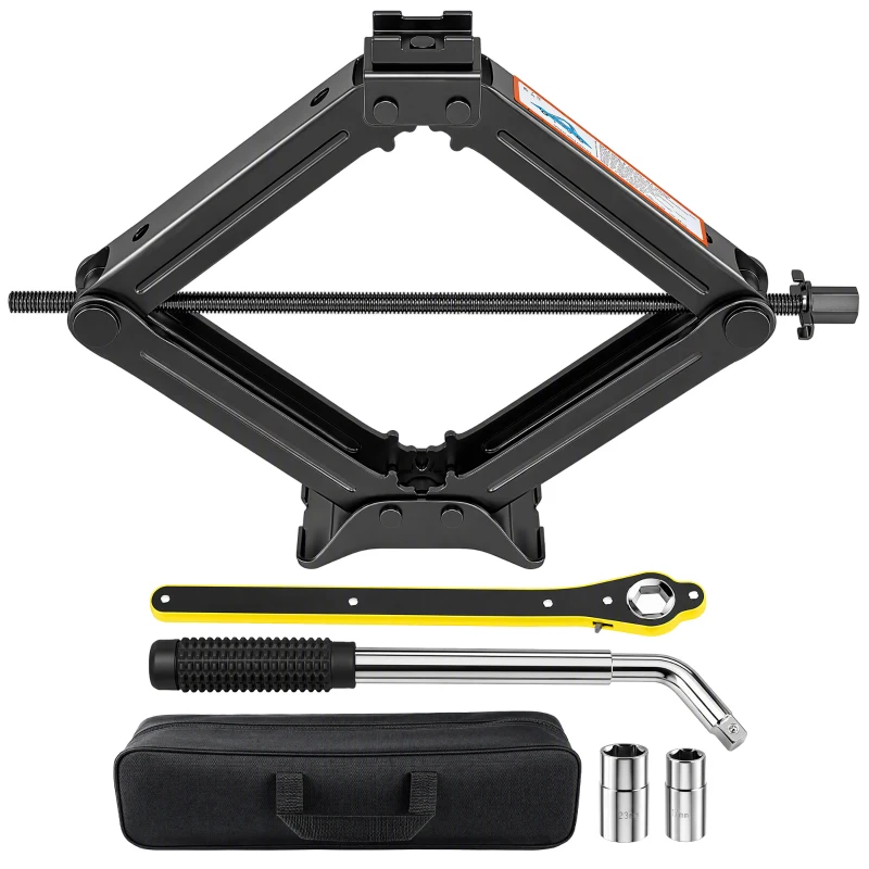 HOMCOM Macaco Hidráulico para Carro 2,5T com Elevação 100-410 mm, Chave de Roquete e Bolsa, para Automóvel e SUV, Preto