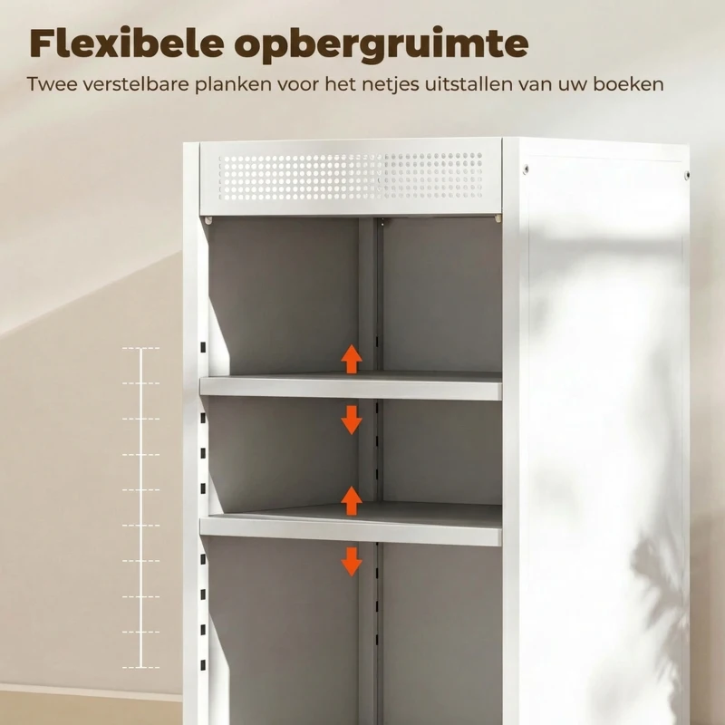 HOMCOM Boekenrek mobiel met verstelbare planken, 3-lagen rolwagen met bovenste mand, wit
