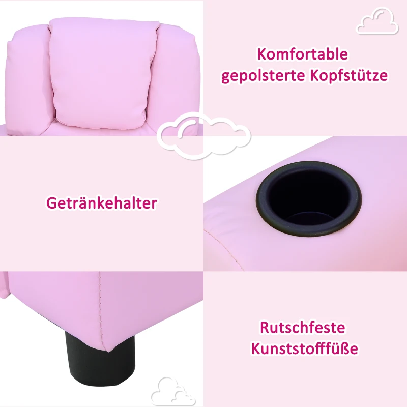 HOMCOM kinderfauteuil mini-fauteuil kinderbank voor 3-6 jaar, roze