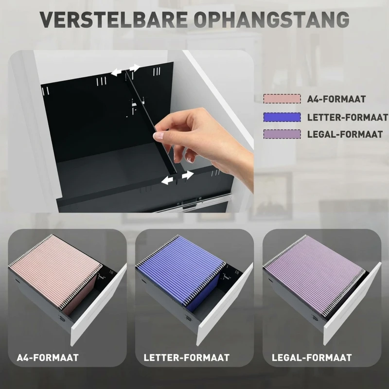 Vinsetto Rolcontainer, archiefkast, scheidingswand, centraal afsluitbaar, stalen behuizing, 5 wielen, wit, 39 x 48 x 67 cm