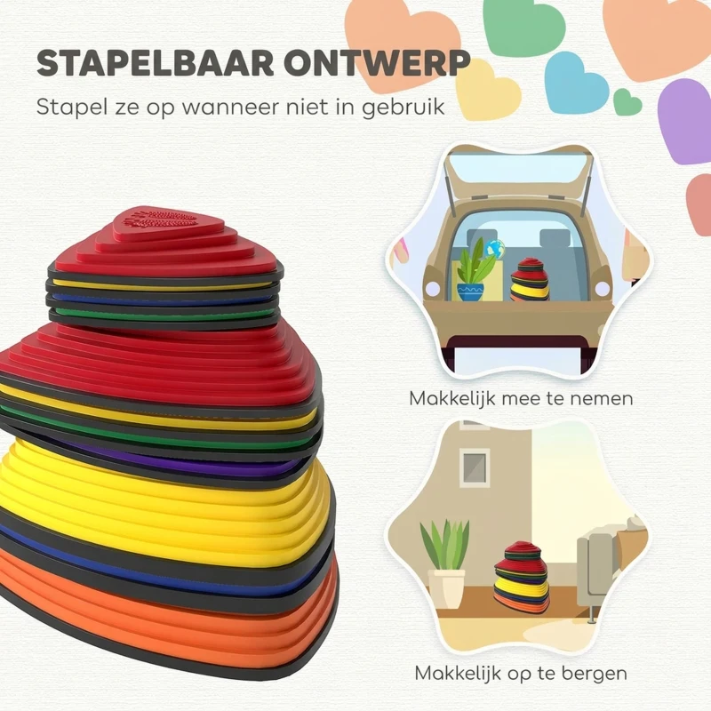 AIYAPLAY 11-delig Set Trittsteinen, antislip ontwerp, voor binnen & buiten, stapelbaar, kleurrijk