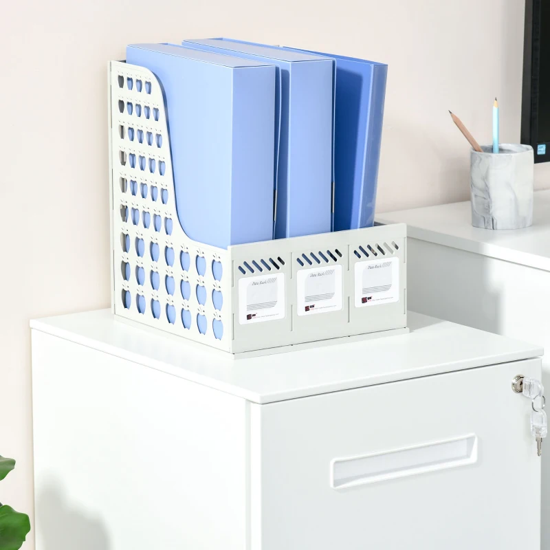 Vinsetto Rolcontainer, archiefkast, scheidingswand, centraal afsluitbaar, stalen behuizing, 5 wielen, wit, 39 x 48 x 67 cm