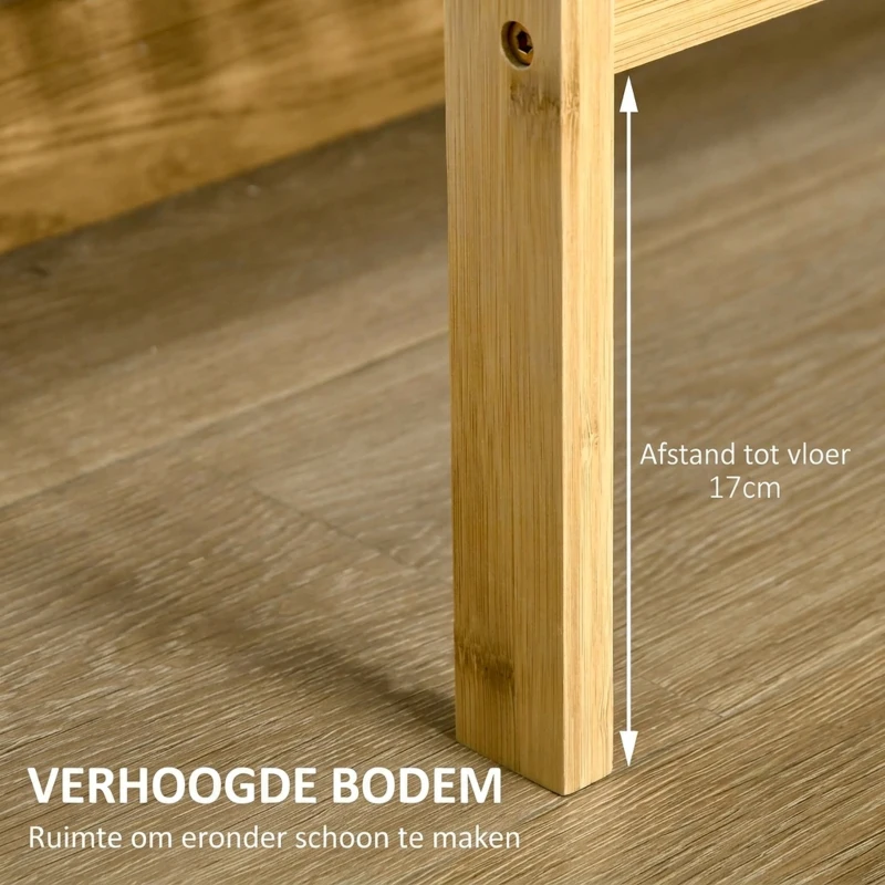 HOMCOM Bamboeregalen 3 Plankniveaus, Bamboe 62 cm x 33 cm x 80 cm, Natuur