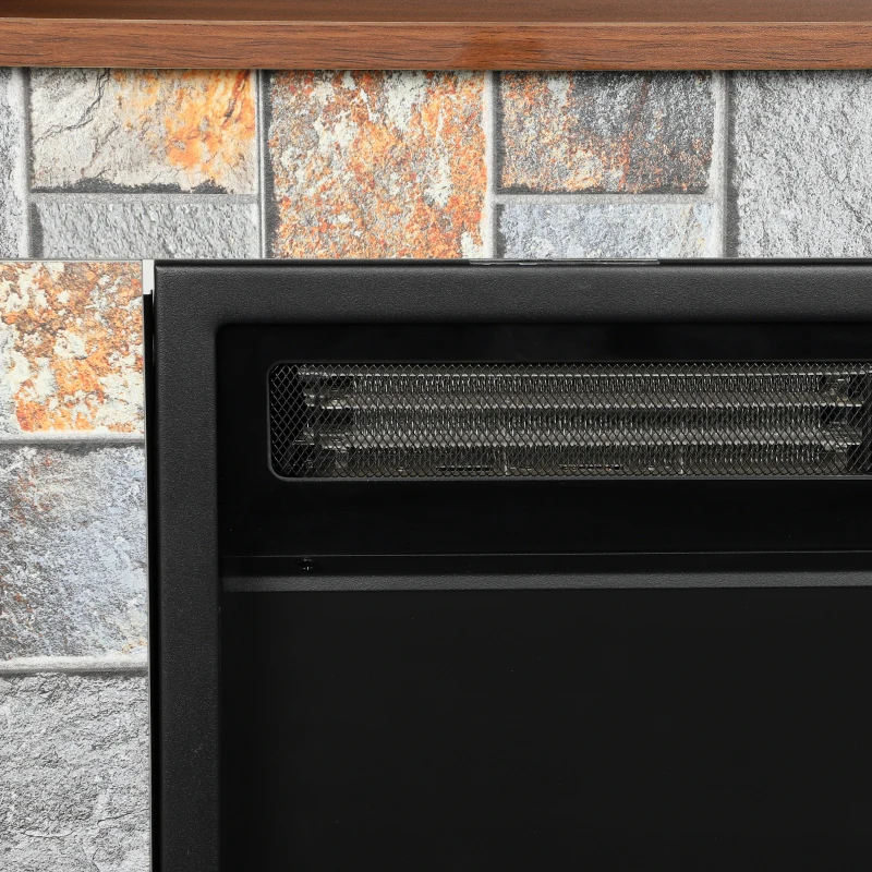 HOMCOM Freestanding Electric Fireplace Suite, 1800W, Open Shelf, Electric Fire and Surround with LED Flame, Remote, Grey
