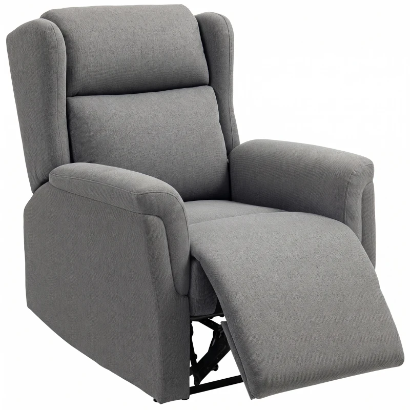 HOMCOM Relaxfauteuil, Verstelbare Gestoffeerde Fauteuil met Voetensteun, 160° Kantelbaar, Linnenlook, Snelle Montage, Donkergrijs(m-10)