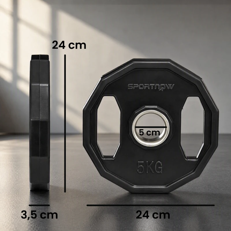 SPORTNOW Conjunto de 2 Discos de Pesas de 5 kg con Orificio de 50 mm para Entrenamiento de Fuerza  Ø24x3,5 cm Negro