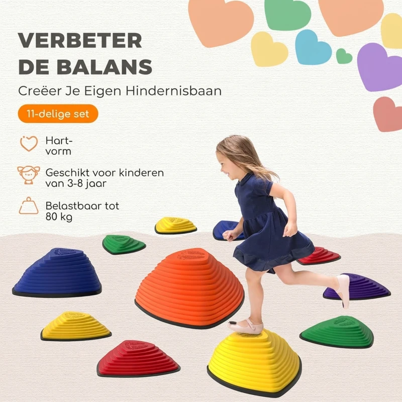 AIYAPLAY 11-delig Set Trittsteinen, antislip ontwerp, voor binnen & buiten, stapelbaar, kleurrijk