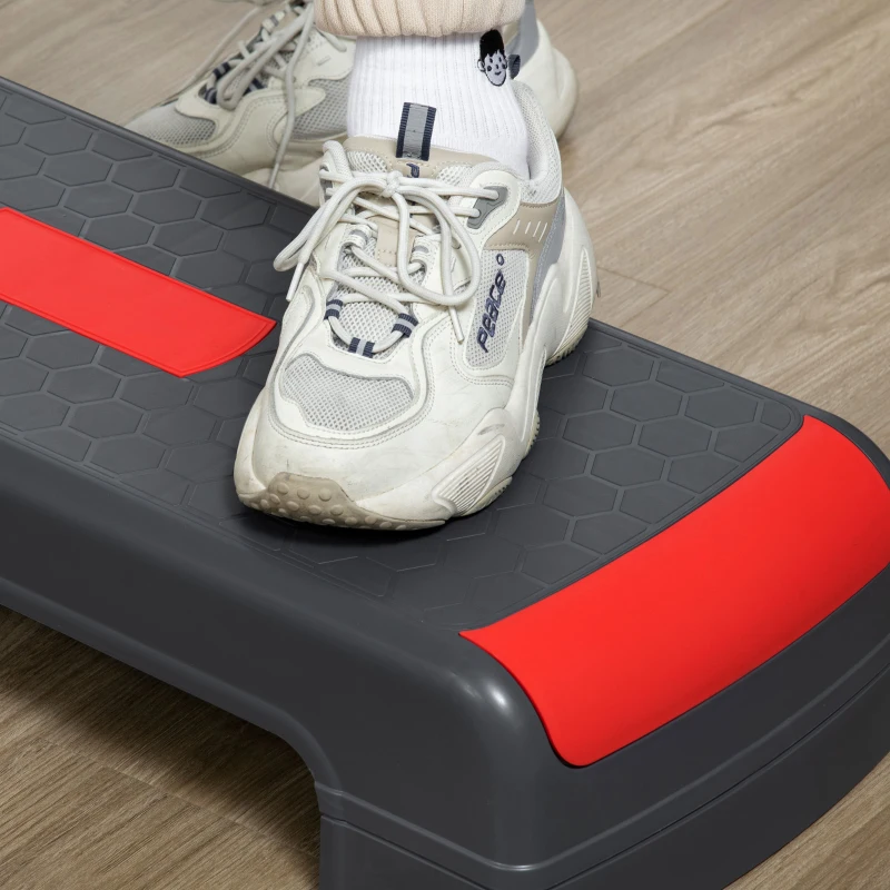 HOMCOM Aerobic Stepper verstelbare aerobic step, Rood + Zwart