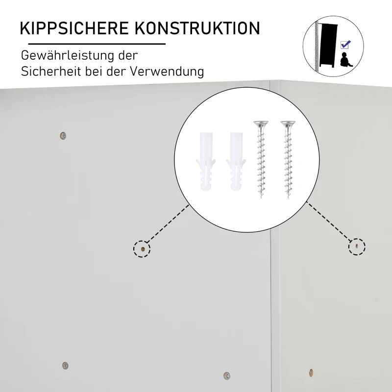 HOMCOM Opbergrek voor Kinderen, 3 Vliesladen, MDF, Kipbeveiliging, Grijs