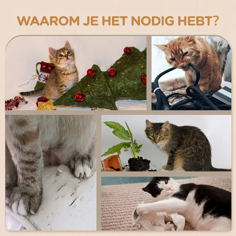 PawHut Klimwand-Set voor Katten, Hangmat, Krabplank, Springplatforms, Pluche, Sisal, Grijs