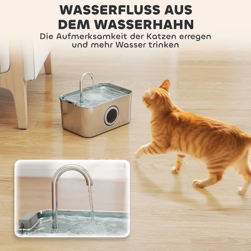 PawHut Kattenfontein 3,2L met stille pomp en actieve koolfilter