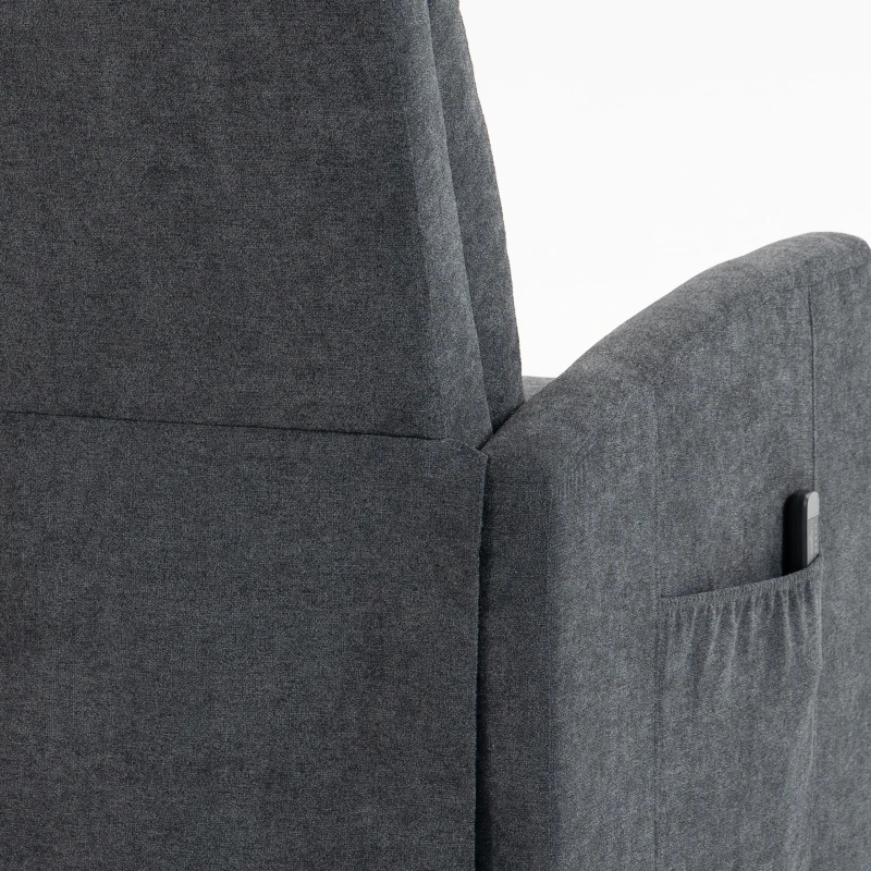 HOMCOM Fauteuil Inclinable de Massage par Vibration, Fauteuil de Relaxation en Chenille avec Dossier Réglable par Poussée, Gris