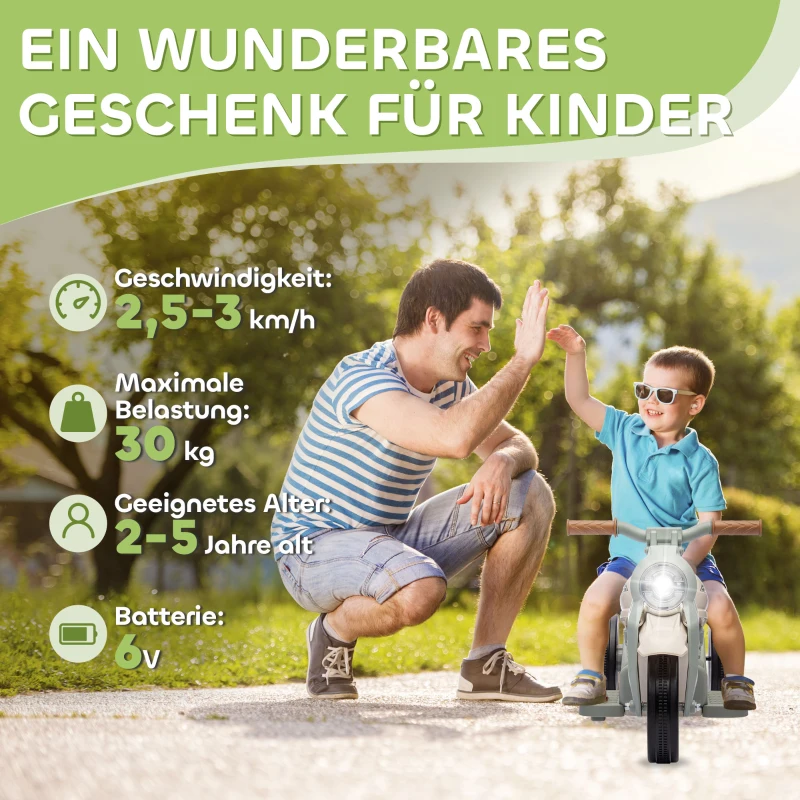 AIYAPLAY Elektrische Kindermotor, 6V met Muziek en Bubbels, 2,5-3 km/u, voor 2-5 Jaar(m-7)