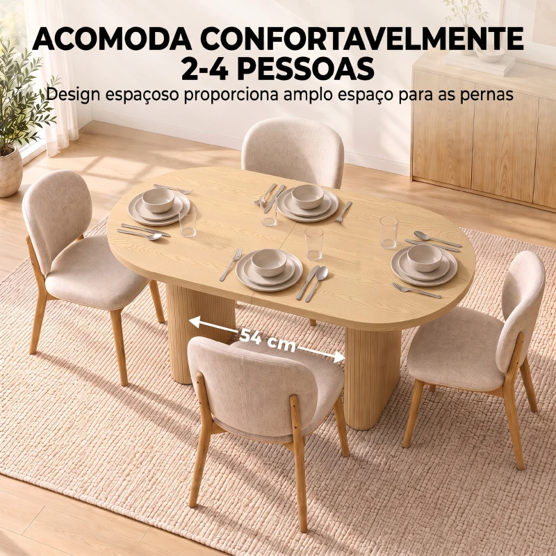 HOMCOM Mesa de Jantar Oval Rústica para 4 Pessoas com Tampo Grosso e Pés Tipo Tambor, 120x60x76 cm, Carvalho