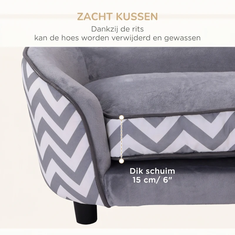 PawHut hondenbank hondenzetel hondensofa hondenbed hondenmat kat kussen gepolsterd