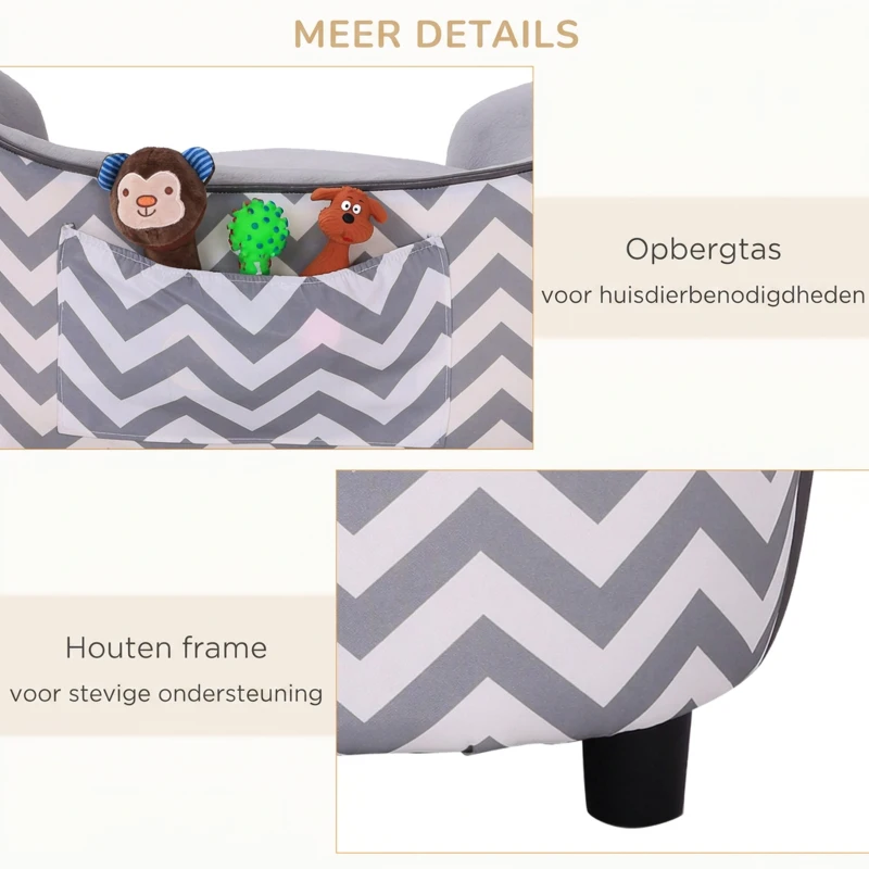 PawHut hondenbank hondenzetel hondensofa hondenbed hondenmat kat kussen gepolsterd