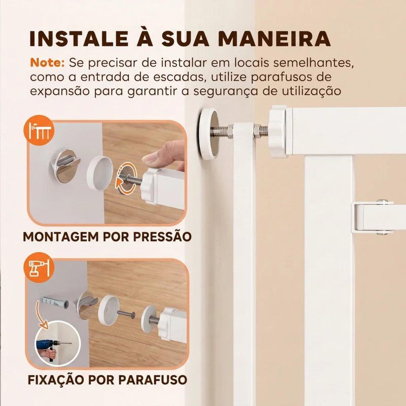 PawHut Barreira de Segurança Extra Alta para Crianças, Cães e Gatos 112-200 cm, Largura Ajustável 76-85 cm para Portas e Escadas