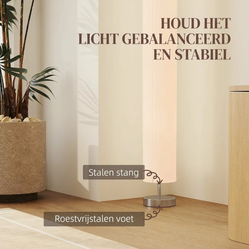 HOMCOM Staande lamp woonkamer met polyester kap, 2 x E27-fitting voor slaapkamer 14 x 14 x 120 cm