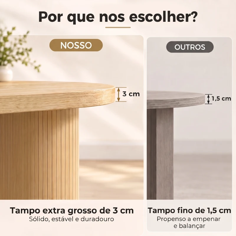 HOMCOM Mesa de Jantar Oval Rústica para 4 Pessoas com Tampo Grosso e Pés Tipo Tambor, 120x60x76 cm, Carvalho