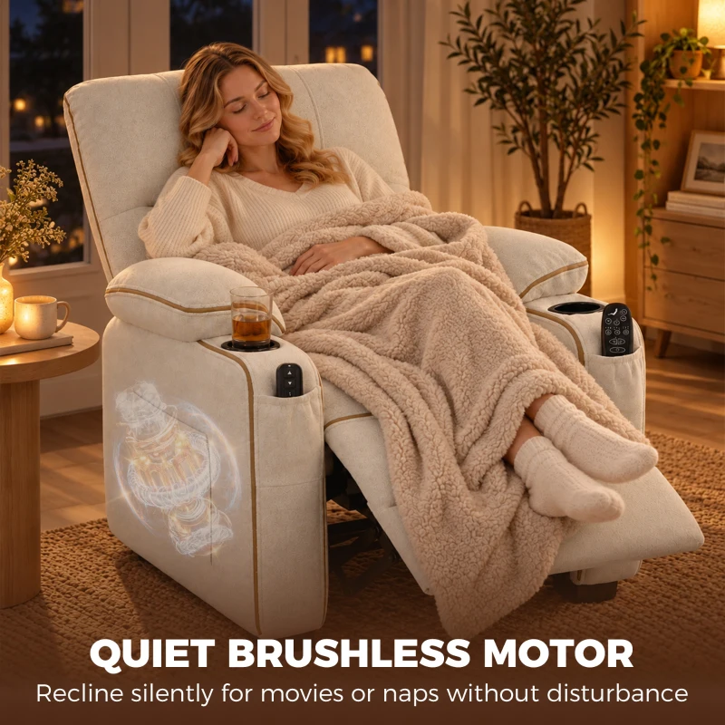 HOMCOM Electric Massage Recliner Armchair with Vibration, Heat, Whisper-Quiet Motor, Memory Function, Spring Pack, Beige