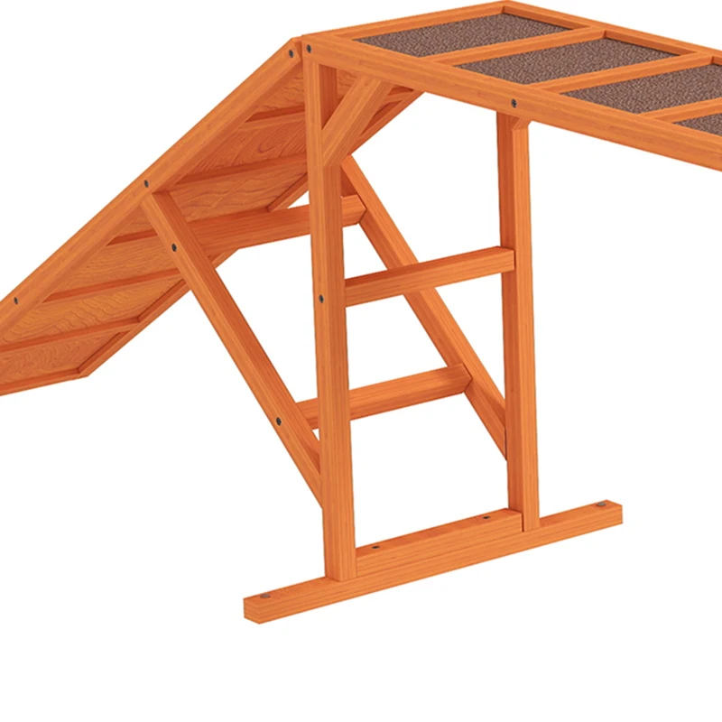 PawHut Agility Hondenloopplank, Parcours, Anti-slip, Weerbestendig, Hout 335 x 55 x 60 cm, Oranje(m-10)