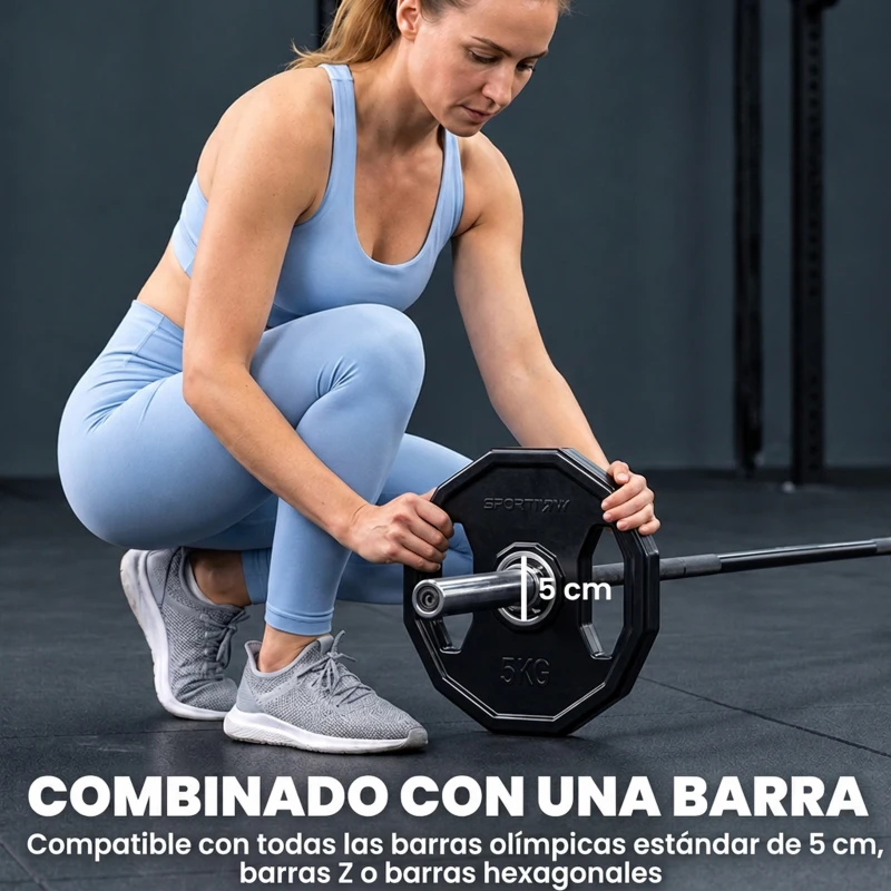 SPORTNOW Conjunto de 2 Discos de Pesas de 5 kg con Orificio de 50 mm para Entrenamiento de Fuerza  Ø24x3,5 cm Negro