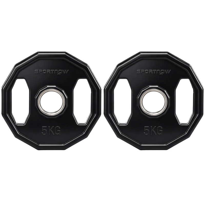 SPORTNOW Conjunto de 2 Discos de Pesas de 5 kg con Orificio de 50 mm para Entrenamiento de Fuerza  Ø24x3,5 cm Negro