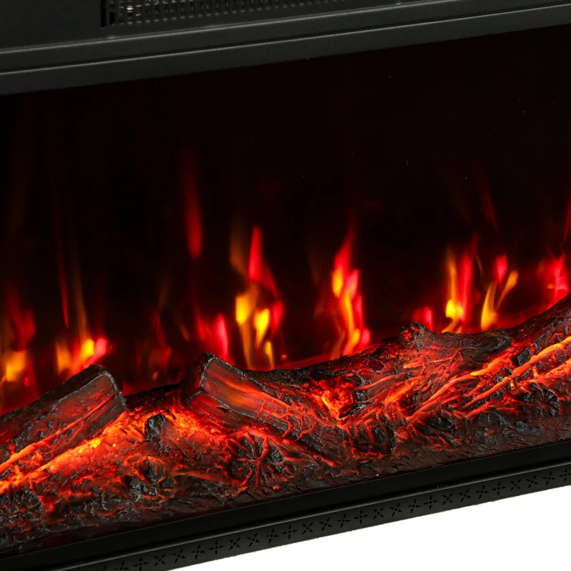 HOMCOM 60" Electric Fireplace Insert, 3-Sided Freestanding/Wall Recessed Electric Fire Heater with Adjustable Flame, 1800W