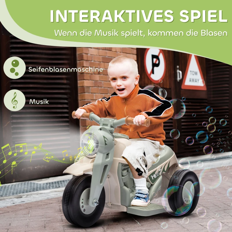 AIYAPLAY Elektrische Kindermotor, 6V met Muziek en Bubbels, 2,5-3 km/u, voor 2-5 Jaar(m-4)