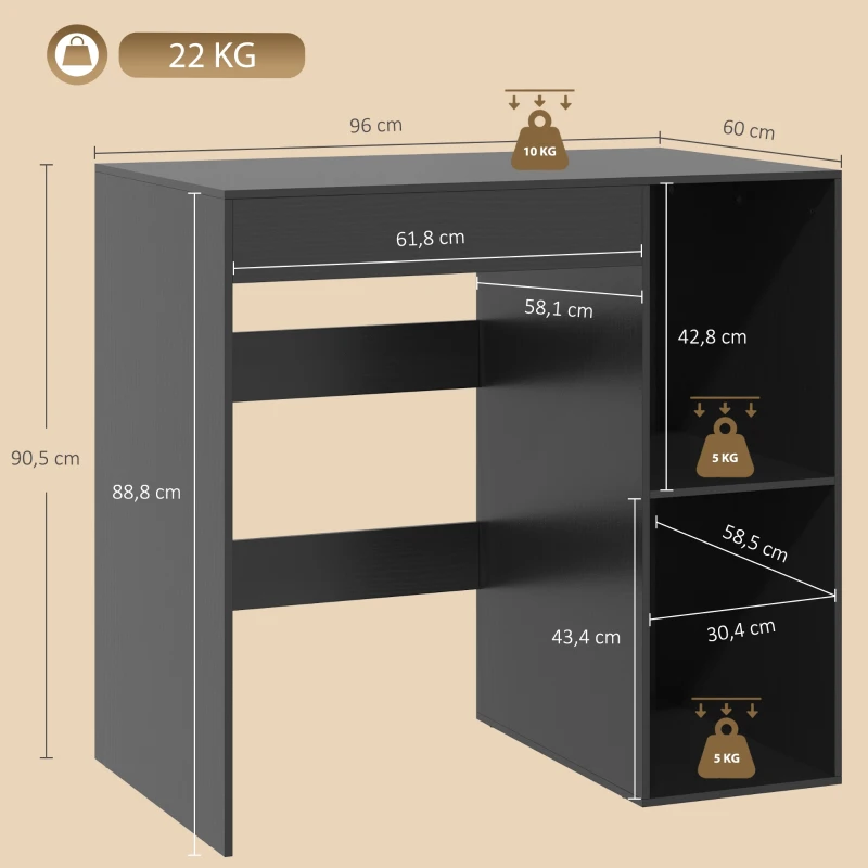 HOMCOM Meuble machine à laver, armoire machine a laver et sèche-linge avec 2 compartiments ouverts, 96 x 60 x 90,5 cm, noir